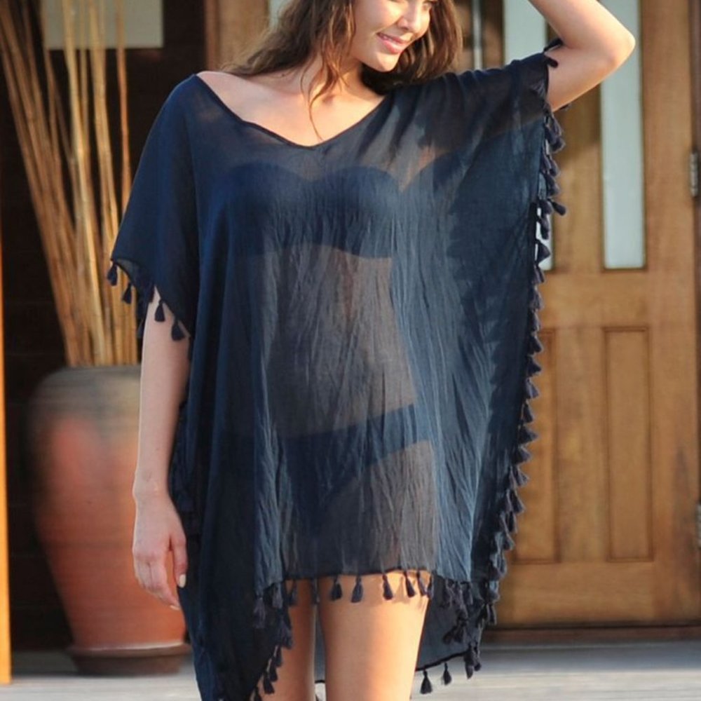 Black sheer cover up, OS, NWT